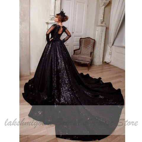 NumberSea Luxus Dubai Schwarzes Brautkleid Ballkleid