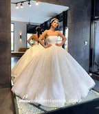 NumberSea Luxury Dubai Plus Size Sequined Ball Gown Wedding Dresses