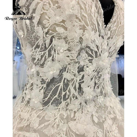 NumberSea Luxus Blumenspitze Appliques Brautkleider Frauen 2025 Abito Sposa Elegante Braut Boho Brautkleider Perlen Spaghetti-trägern 