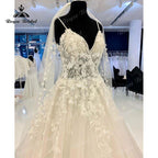 NumberSea Luxury Floral Lace Appliques Wedding Gowns Women 2025 Abito Sposa Elegant Bridal Boho Wedding Dresses Beading Spaghetti Straps