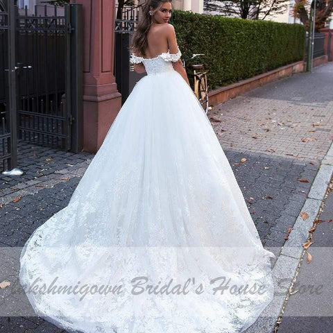 NumberSea Luxus Spitze Afrikanische Brautkleid Ballkleid Off