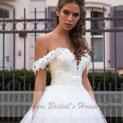 NumberSea Luxus Spitze Afrikanische Brautkleid Ballkleid Off