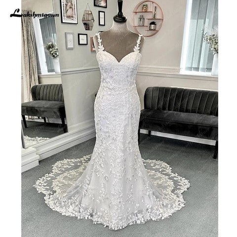 Vestido de Noiva Sereia NumberSea com Apliques de Renda de Luxo, Sem Forro, Corpete, Vestidos de Noiva para Mulher, Sem Mangas 