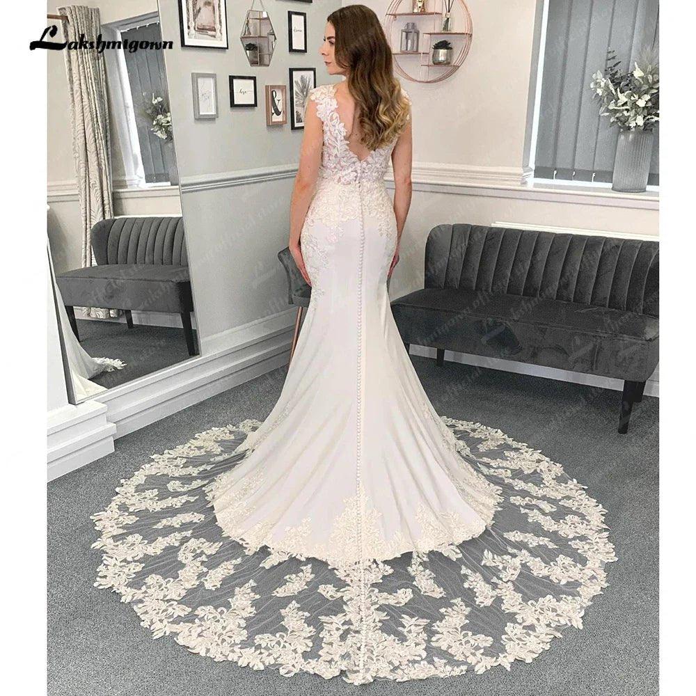 NumberSea Luxury Mermaid/Trumpet Lace Wedding Dress for Women 2025 Crepe Wedding Gowns vestido de boda corte sirena