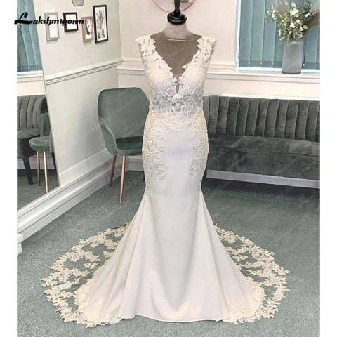 NumberSea Luxus Meerjungfrau/Trompete Spitze Brautkleid für Frauen 2025 Crepe Brautkleider vestido de boda corte sirena 