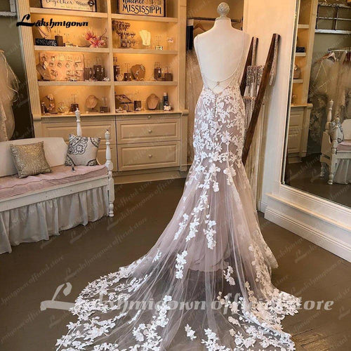 NumberSea Robe de mariée luxueuse sirène/trompette en dentelle pour femmes 2025 Robes de mariée Bretelles spaghetti vestido de boda corte sirena