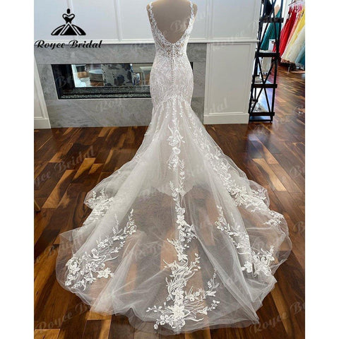 NumberSea Luxus Meerjungfrau/Trompete Spitze Brautkleid für Frauen 2025 Brautkleider Spaghetti-trägern vestido de boda corte sirena NumberSea 