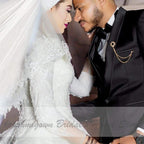 NumberSea Luxury Muslim Wedding Dresses Long Sleeve Vintage Lace Beade