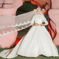 NumberSea Luxury Muslim Wedding Dresses Long Sleeve Vintage Lace Beade
