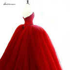 NumberSea Luxury Red Wedding Dress Beading Sexy Bridal Off Shoulder