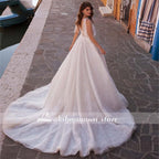 NumberSea Luxury Scoop A Line Wedding Dresses