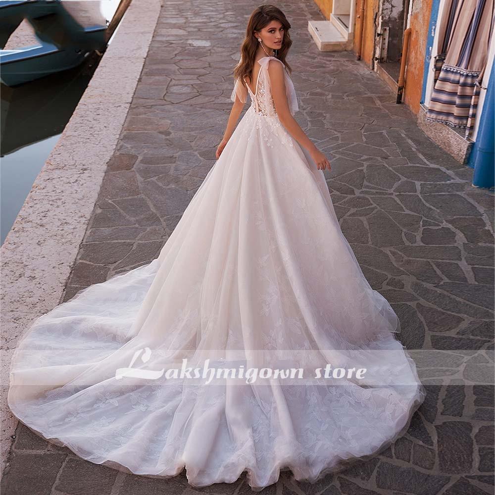 NumberSea Luxury Scoop A Line Wedding Dresses