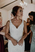 Robe de mariée NumberSea sirène en dentelle perlée avec décolleté en V et traîne, robe de mariée, MW802
