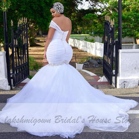 NumberSea Meerjungfrau Brautkleid Schlichtes Brautkleid schulterfrei