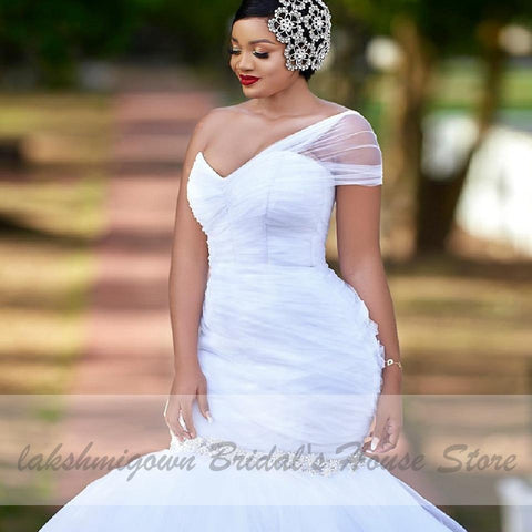 NumberSea Meerjungfrau Brautkleid Schlichtes Brautkleid schulterfrei