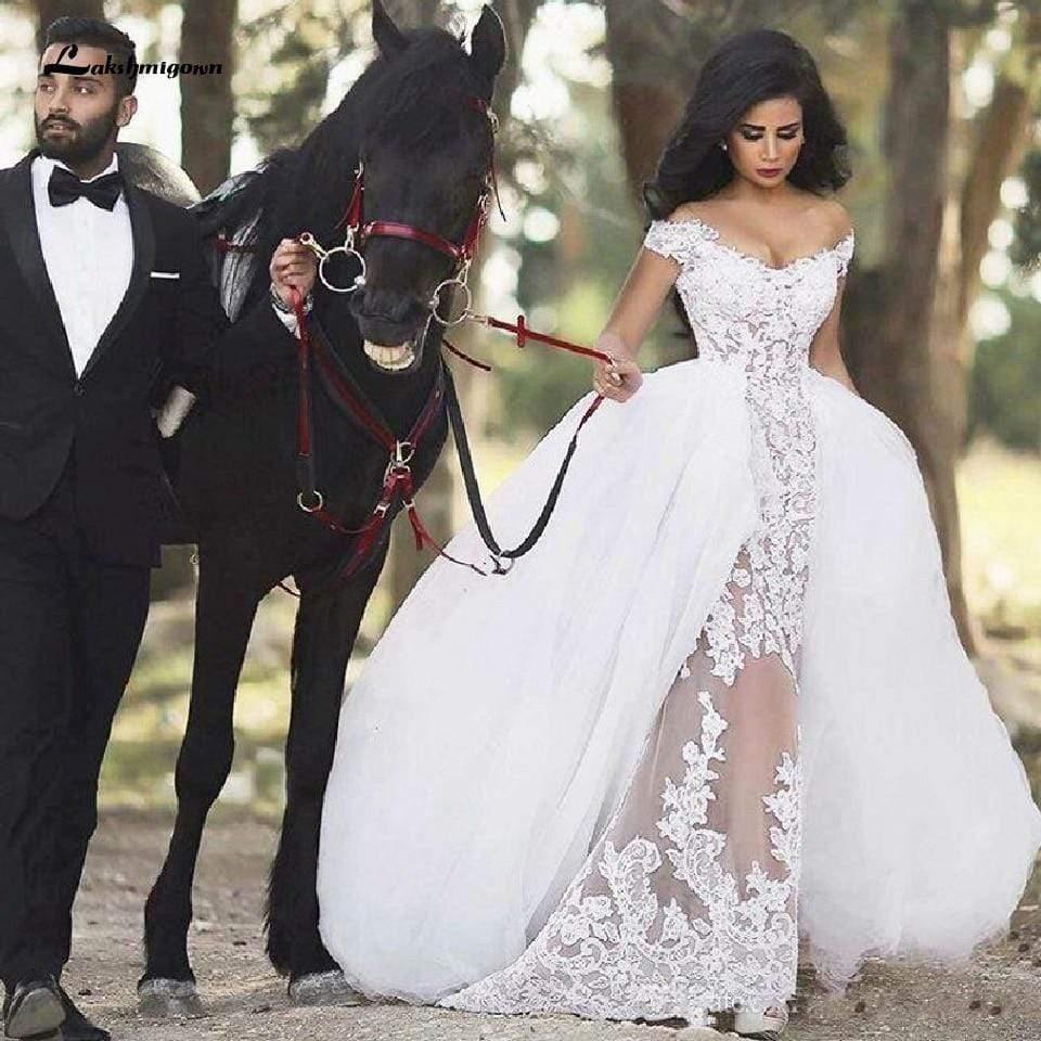 NumberSea Mermaid Wedding Dress Vintage Lace Bridal Dresses