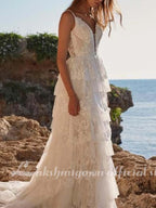 NumberSea Mermaid Wedding Dresses Backless Lace Applique Bridal Gowns