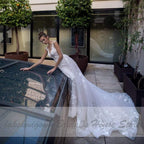 NumberSea Mermaid Wedding Dresses with Detachable Skirt Blush Pink