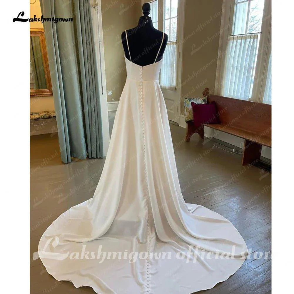 NumberSea Modern Bridal Beach Pleat Bodice Wedding Dresses Women 2025 A Line Boho Spaghetti Straps Wedding Gowns Vedtidos De N