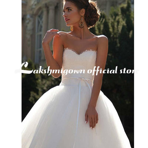 NumberSea Bescheidene Spitze A-Linie Brautkleider Vintage Brautkleid