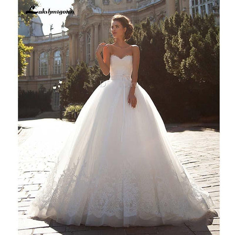 NumberSea Bescheidene Spitze A-Linie Brautkleider Vintage Brautkleid