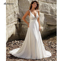 NumberSea Modest V-ausschnitt Hochzeit Kleid 2022 Mode spitze appliques Sweep Zug EINE Linie Brautkleid Neue Ankunft Vestidos de Nova