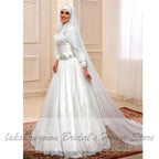 NumberSea Muslim Princess Wedding Dress with Hijab  Plus Size Lace Appliques