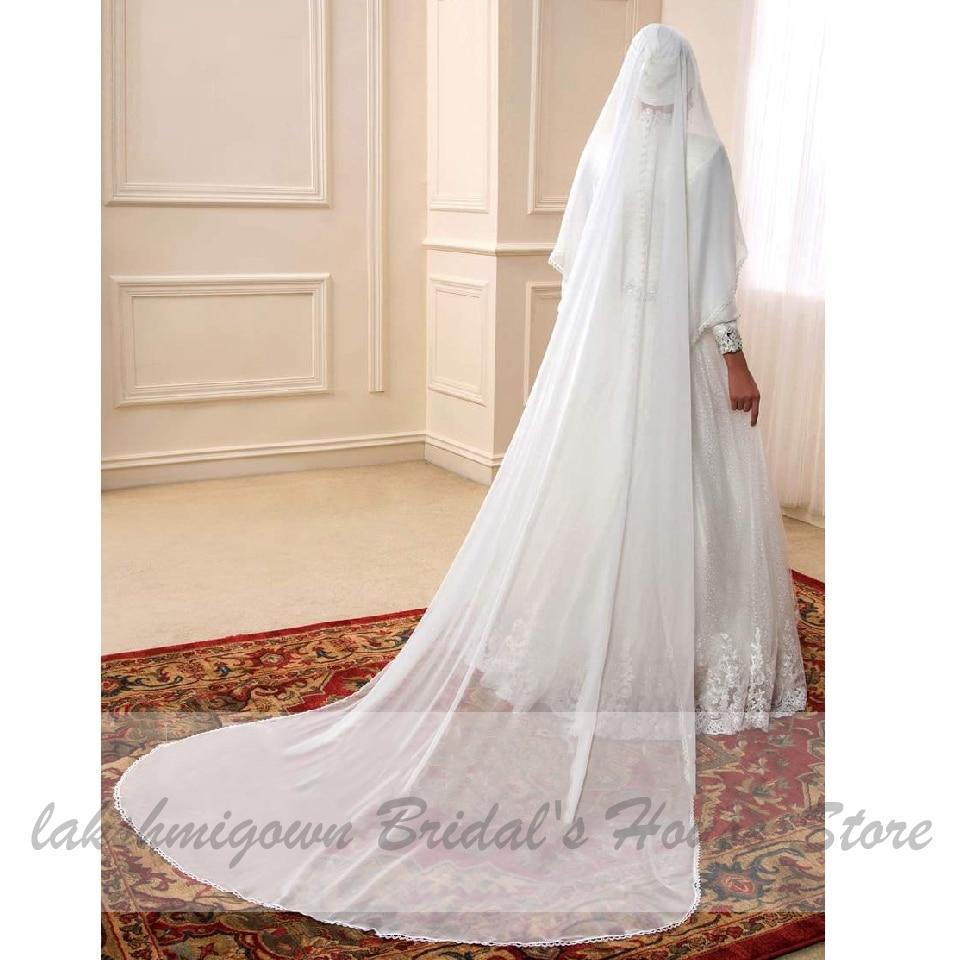 NumberSea Muslim Princess Wedding Dress with Hijab  Plus Size Lace Appliques