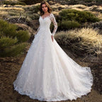 NumberSea Muslim Wedding Dress Long Sleeve Vintage Lace Wedding Gowns