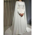 NumberSea Muslimisches Brautkleid mit Cape, A-Linie, lange Ärmel