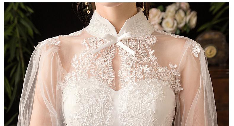 NumberSea New High Neck Three Quarter Sleeve Wedding Dress Sexy Illusion Lace Applique Plus Size Vintage Bridal Gown Robe De Mariee L