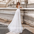 NumberSea New Wedding Dresses 2021 A-line Sweetheart Bridal Gown Lace Appliques Ball Gown Short Sleeve Backless Vestidos de Noivas