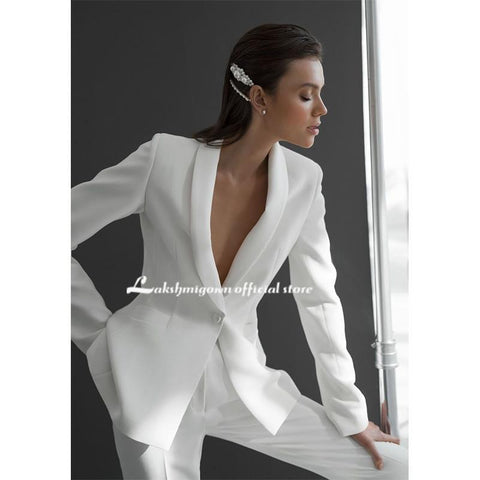 NumberSea Neuestes elegantes Satin-Brautkleid mit V-Ausschnitt