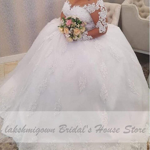 NumberSea NumberSea Dubai Robes de Mariée Grande Taille Vintage Applications de Dentelle Manches Longues