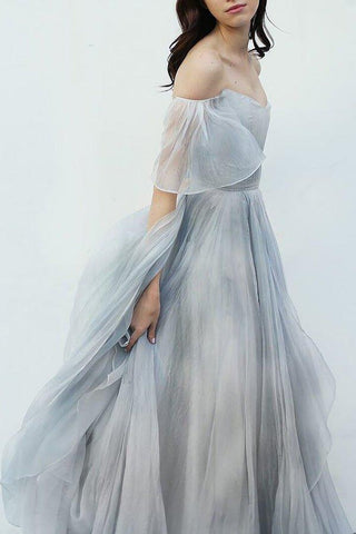 NumberSea Schulterfreies Ombre-Strandbrautkleid, MW284