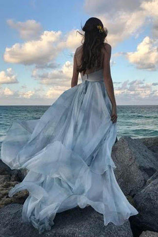 NumberSea Schulterfreies Ombre-Strandbrautkleid, MW284