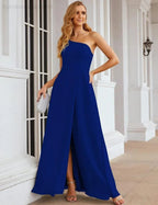 Numbersea Ein Schulter Chiffon Brautjungfernkleider Lang Formell Homecoming Abschlussballkleider für Damen Party Hochzeit Abend SEA28052