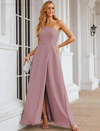 Numbersea Ein Schulter Chiffon Brautjungfernkleider Lang Formell Homecoming Abschlussballkleider für Damen Party Hochzeit Abend SEA28052