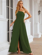 Numbersea Ein Schulter Chiffon Brautjungfernkleider Lang Formell Homecoming Abschlussballkleider für Damen Party Hochzeit Abend SEA28052