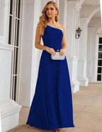 Numbersea Ein Schulter Chiffon Brautjungfernkleider Lang Formell Homecoming Abschlussballkleider für Damen Party Hochzeit Abend SEA28052