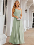 Numbersea Ein Schulter Chiffon Brautjungfernkleider Lang Formell Homecoming Abschlussballkleider für Damen Party Hochzeit Abend SEA28052
