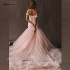 NumberSea Pink Tulle Mermaid Wedding Dress Women Off the Shoulder