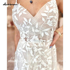 NumberSea Plunging Lace Appliques Open Back Wedding Dress V Neck Spaghetti Straps 2025 Bride Wedding Dress robe de soirée