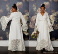 NumberSea Hippie-Brautkleider in Übergröße mit langen Glockenärmeln