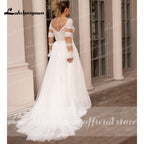NumberSea Plus Size Wedding Dress 2021 Vestido Novia Elegant Bridal Tulle Long Beach Wedding Dresses Cap Sleeve Bridal Gown