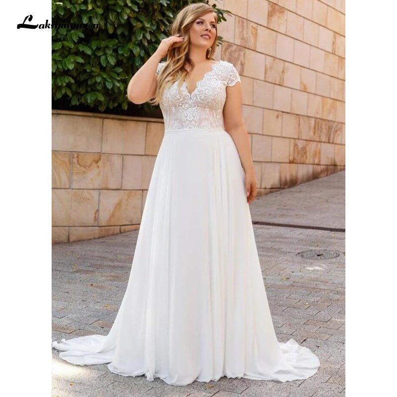 NumberSea Plus Size Wedding Dress 2021 Vintage Lace Appliques Wedding Gowns Vestido Boho Bridal Dresses Lakshmigown