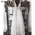 NumberSea Jolie Robe de Mariée Femme avec Perles Fleurs 3D, Dos Nu Dentelle Sexy, Robe de Plage pour Mariage, Vestido De Noiva Casamento