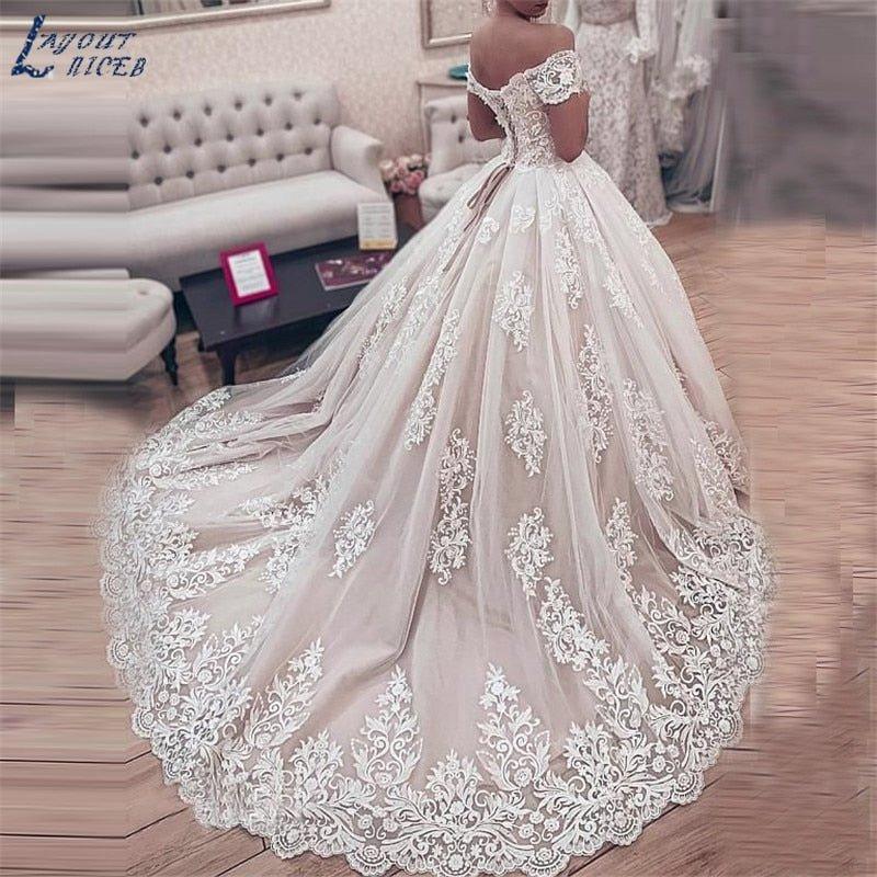 NumberSea Princess Ball Gown Wedding Dress 2021 vestido de noiva Off the Shoulder robe de mariee Lace Appliques Wedding Bridal Gown