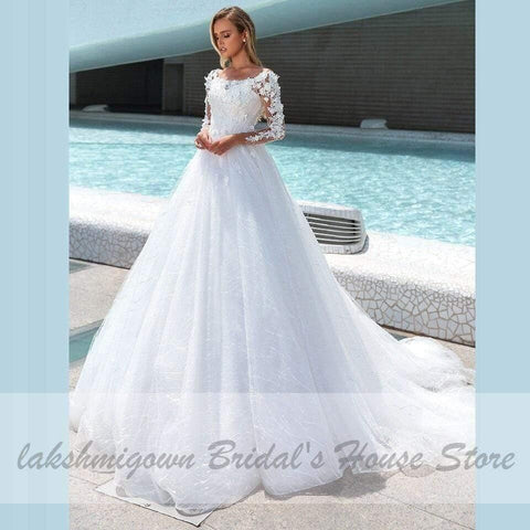NumberSea Prinzessin Brautkleider Spitze Glitzer Tüll Brautkleid