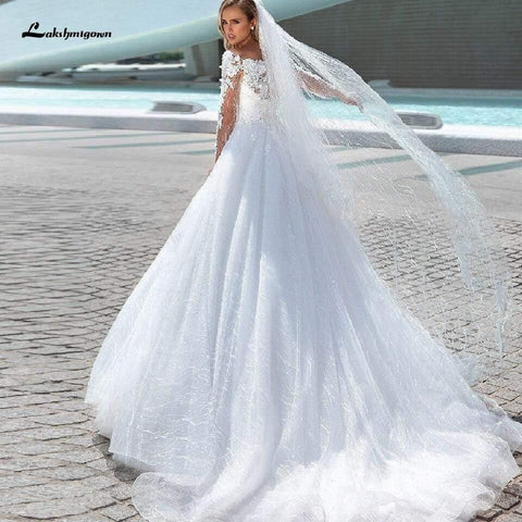 NumberSea Prinzessin Brautkleider Spitze Glitzer Tüll Brautkleid